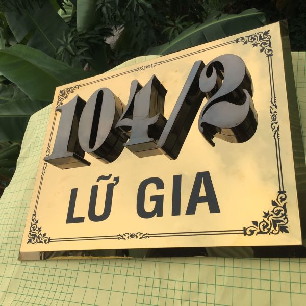 Gia công bảng số nhà inox